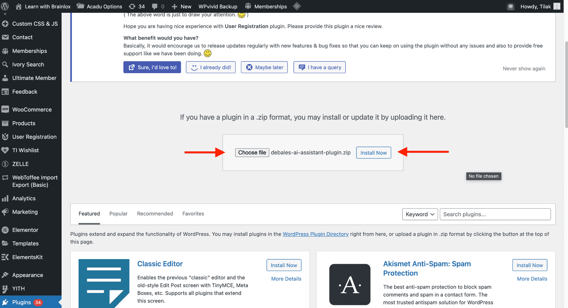 WordPress plugin submit file