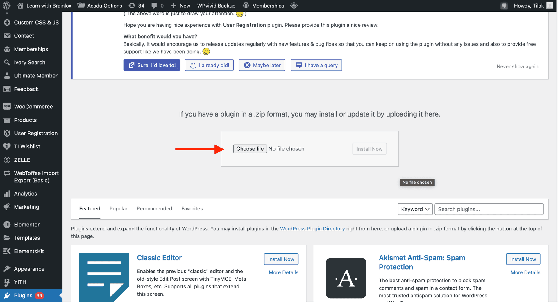 WordPress plugin upload file