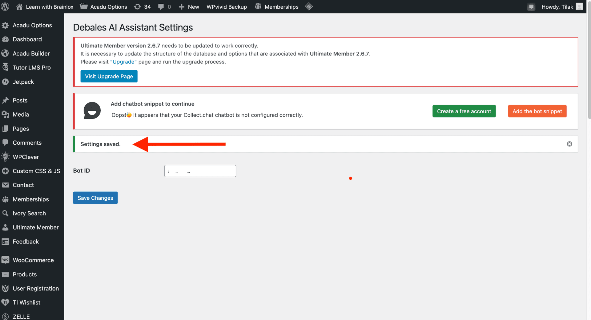 WordPress plugin settings page 3